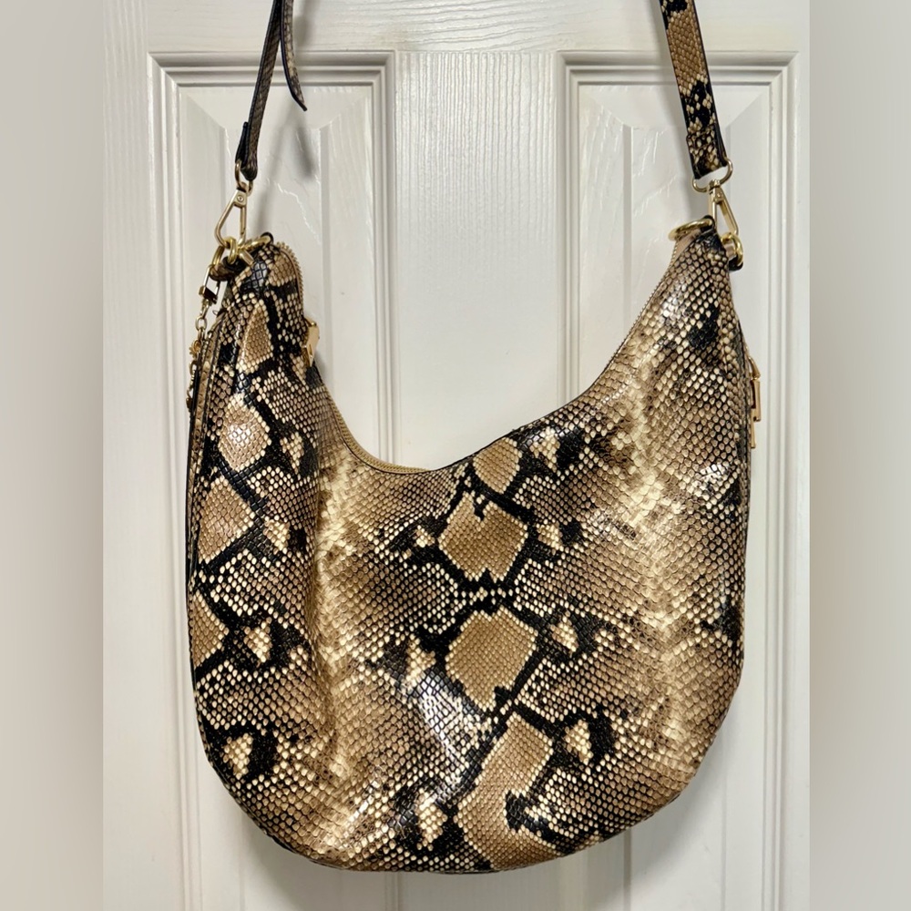 Snakeskin Patterned Hobo Bag